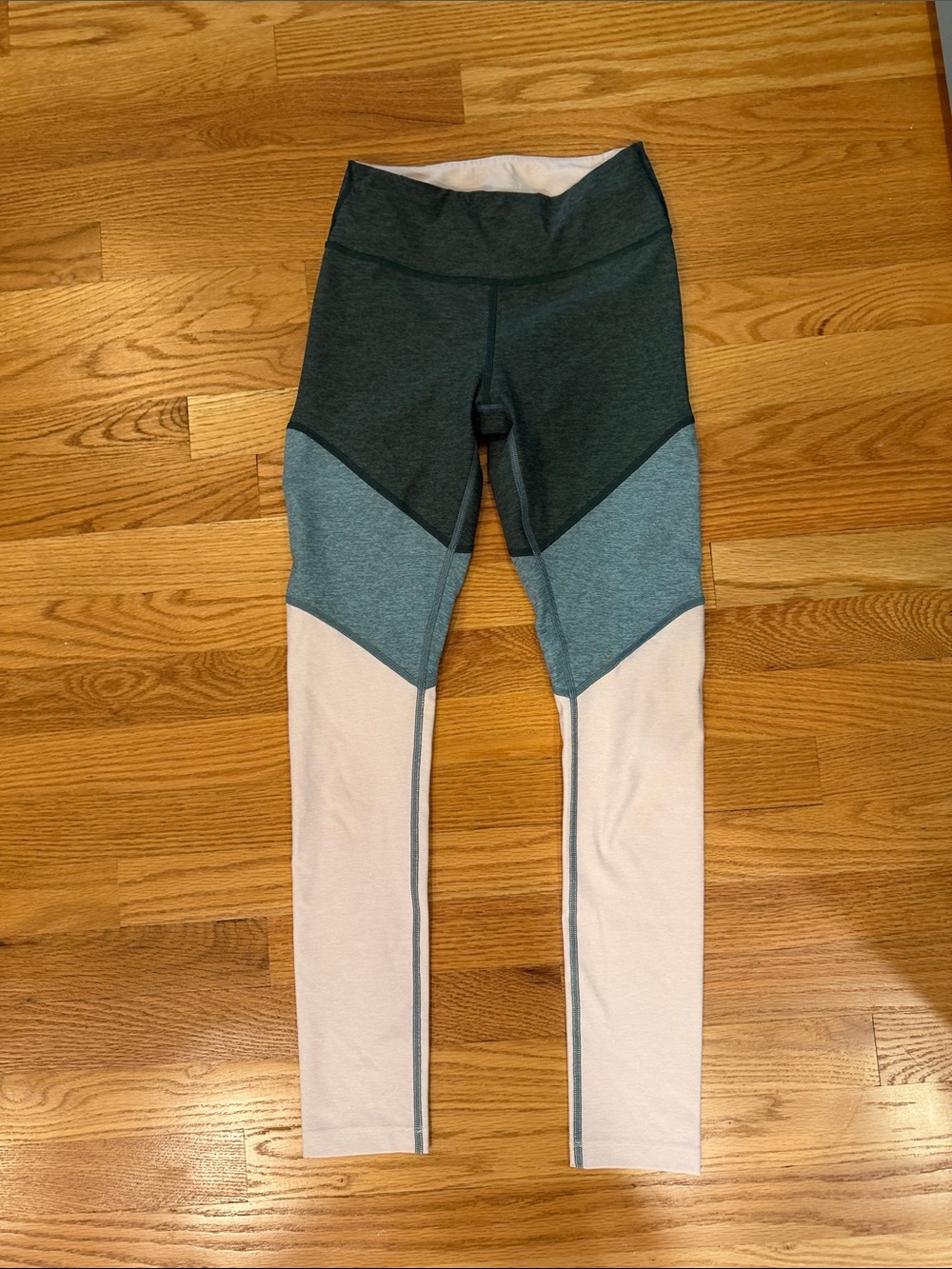 Outdoor Voices Colorblock High-Rise Leggings in Dark Teal, Heather Teal & Cream